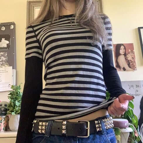 Y2k Grunge Shirts Fairy Gothic Tops Women Vintage Aesthetic Graphic Baggy Tees 90s E Girls Emo Top Harajuku Clothes in Saudi Arabia