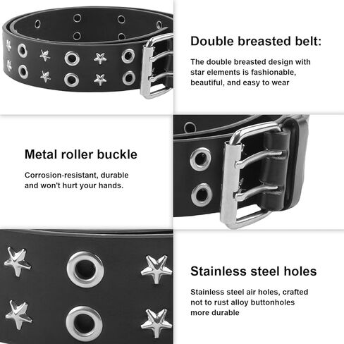 2Pcs Black Y2k Star Punk Belt,Studded Punk Rock Grunge EMO Goth Belt for Women,Hip Hop Y2k Accessories in Kuwait
