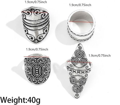 Chunky Vintage Stackable Finger Rings Large Gothic Pattern Carving Statement Knuckle Ring Set for Women Western Cowgirl Outfits Accessories in Saudi Arabia