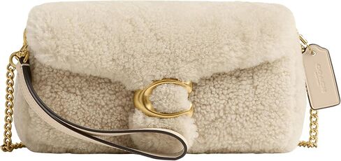 COACH Womens Tabby Chain Crossbody Bag 19 In Shearling Beige One Size in Saudi Arabia