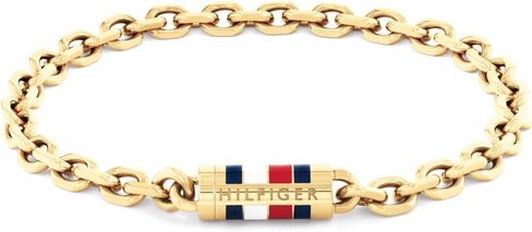 Tommy Hilfiger Men's Jewelry - Slim Chain Bracelet – Magnetic Clasp, Enamel Stripe Detail – Stainless Steel – Modern Layering Style, Gift for Him in Saudi Arabia