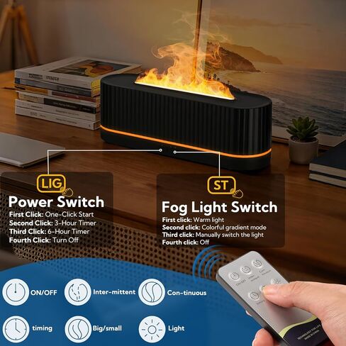 3 Pack Essential Oil Diffuser 7 Colors LED Light Flame Essential Oil Diffuser with Remote Control 260ml Ultrasonic Aroma Diffusers with Cool Mist for Home Bedroom Office Spa Yoga Room Gift,Black in Saudi Arabia