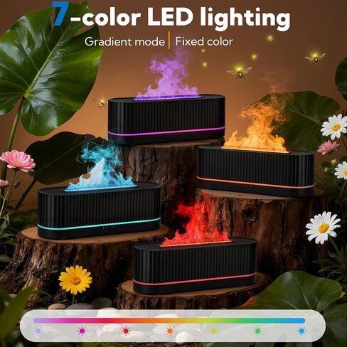 3 Pack Essential Oil Diffuser 7 Colors LED Light Flame Essential Oil Diffuser with Remote Control 260ml Ultrasonic Aroma Diffusers with Cool Mist for Home Bedroom Office Spa Yoga Room Gift,Black in Saudi Arabia