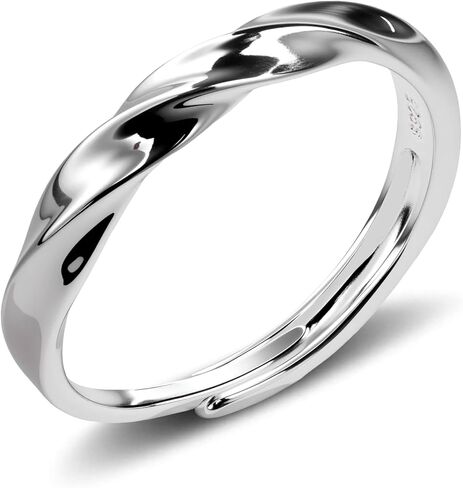 Twist Rings for Women - Adjustable 925 Sterling Silver Open Ring, Unique Stackable Fashion Statement Jewelry with Spiral Design in Saudi Arabia