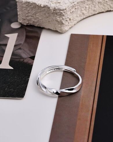 Twist Rings for Women - Adjustable 925 Sterling Silver Open Ring, Unique Stackable Fashion Statement Jewelry with Spiral Design in Saudi Arabia