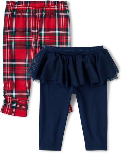 The Children's Place,Baby Girls,and Newborn Knit Pull On Pants,Red Tutu/White Plaid 2-Pack,3 Months,6 Months in Saudi Arabia
