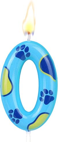 Dog Paw Themed Birthday Candle, Blue Cute Dog Paw Printed Birthday Cake Number Candle Cupcake Topper Party Supplies Decorations for Boy and Girl (Number 5) in Saudi Arabia