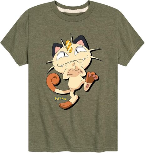 ملابس HYBRID - بوكيمون - Meowth Mischevious Laugh - تي شيرت برسومات شبابية بأكمام قصيرة in Kuwait