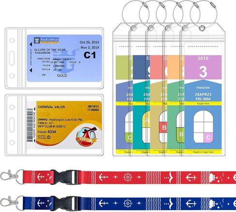 SEAVILIA 5 عبوات من حامل بطاقات الأمتعة للرحلات البحرية و2 حزمة من حبال السفن السياحية مع حامل شارة الهوية المقاومة للماء، أساسيات الرحلات البحرية 2025 لـ NCL، والأميرة، والكرنفال، والبحر الكاريبي الملكي والمشاهير in Kuwait