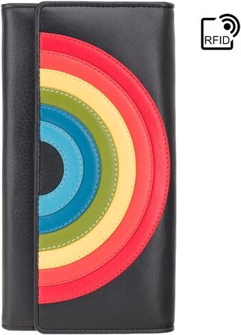 VISCONTI Happy Rainbow Collection Phoebe Leather Purse RFID HR80 (Black) in Saudi Arabia