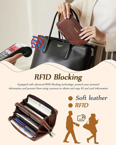 Wallet Women Clutch RFID Blocking Wristlet womens wallet Leather phone Purse Large Capacity Credit Card Holder in Saudi Arabia