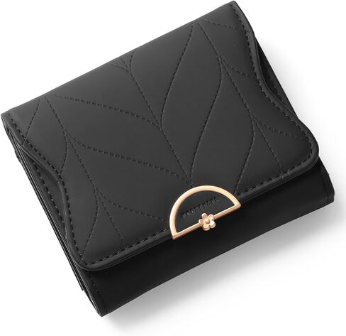Charming Women's Bifold Leather Wallet with Zippered Coin Compartment & RFID Blocking Security (Black) in Kuwait