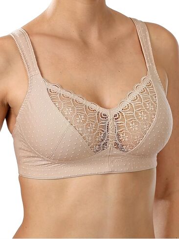 Womens Wellness Dots Organic Cotton Wireless Bra - Size 34B Nude in Saudi Arabia