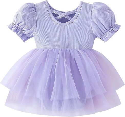 Newborn Baby Girl Romper Dress Ruffle Short Sleeve Solid Casual Tulle Dresses Baby Girl Clothes for Girls 0-24Months in Kuwait