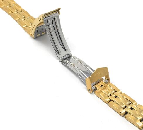 ZRC Stainless Steel Watch Band for Women - Womens Metal Replacement Watch Strap - Deployment Clasp - Gold and Silver/Gold Tone - 14mm, 16mm in Saudi Arabia