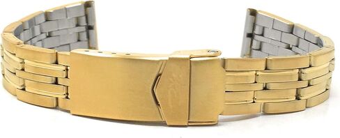 ZRC Stainless Steel Watch Band for Women - Womens Metal Replacement Watch Strap - Deployment Clasp - Gold and Silver/Gold Tone - 14mm, 16mm in Saudi Arabia