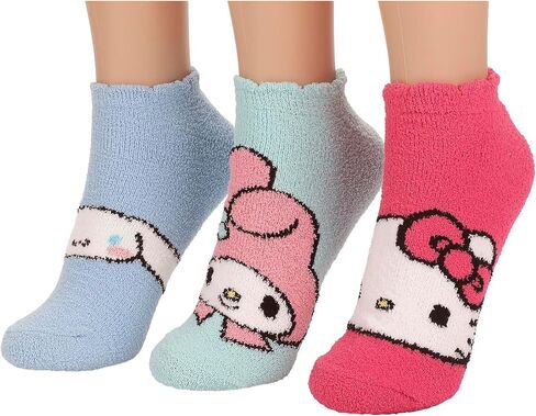 Bioworld Hello Kitty My Melody Hello Kitty My Melody And Cinnamoroll Womens Cozy Ankle Socks 3 Pack in Saudi Arabia