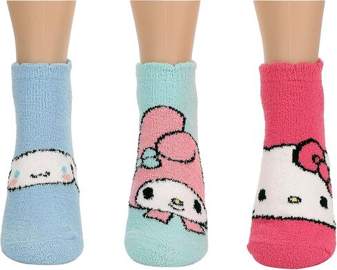 Bioworld Hello Kitty My Melody Hello Kitty My Melody And Cinnamoroll Womens Cozy Ankle Socks 3 Pack in Saudi Arabia