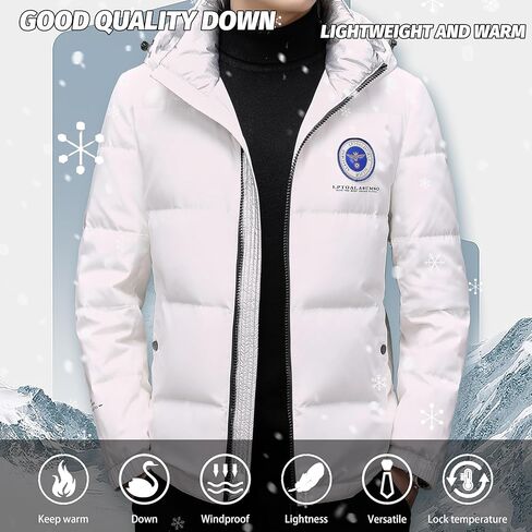 FSD. WG Men's Hooded Puffer Jacket Winter Thicken Cotton Coat with Removable Hood Windproof,Warm for Autumn and Winter in Saudi Arabia