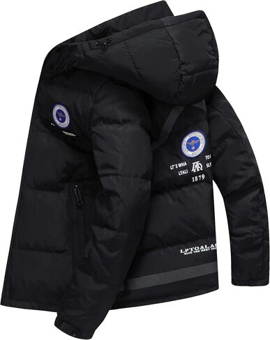 FSD. WG Men's Hooded Puffer Jacket Winter Thicken Cotton Coat with Removable Hood Windproof,Warm for Autumn and Winter in Saudi Arabia