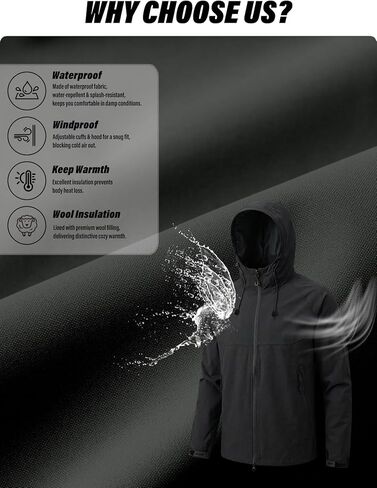 FreeMove Lightweight Hooded Winter Jackets for Men Coat Windproof Waterproof Rain Windbreaker Softshell for Ski Snow in Saudi Arabia