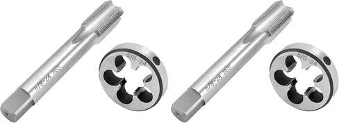 QWORK 5/8"-24 Tap and Die Set, with Round Die 22LR 223 5.56 9mm, High Speed Steel Right Hand Thread Tap Tool in Kuwait