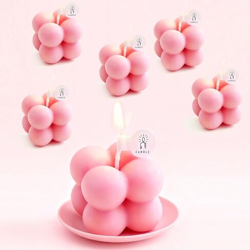 شموع عطرية، شموع معطرة صغيرة على شكل مكعب مع عطور مختلفة، تستخدم للاسترخاء والغرفة وتقديم الهدايا (6، وردي) in Kuwait