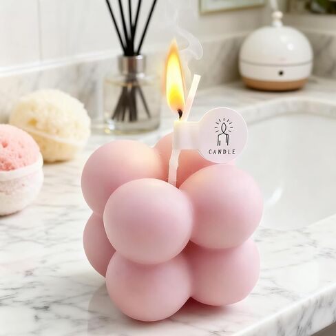 شموع عطرية، شموع معطرة صغيرة على شكل مكعب مع عطور مختلفة، تستخدم للاسترخاء والغرفة وتقديم الهدايا (6، وردي) in Kuwait