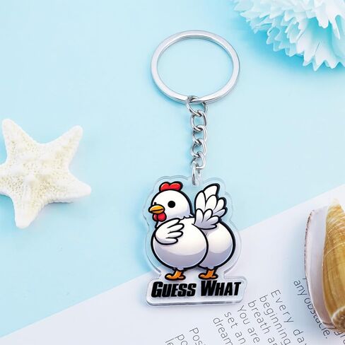 Chicken Keychain for Chickens Lovers Chicken Gifts for Women Men Unique Chickens Stuff Guess What in Saudi Arabia
