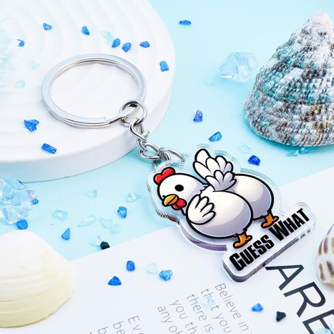 Chicken Keychain for Chickens Lovers Chicken Gifts for Women Men Unique Chickens Stuff Guess What in Saudi Arabia