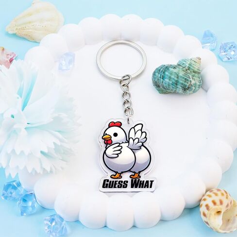 Chicken Keychain for Chickens Lovers Chicken Gifts for Women Men Unique Chickens Stuff Guess What in Saudi Arabia