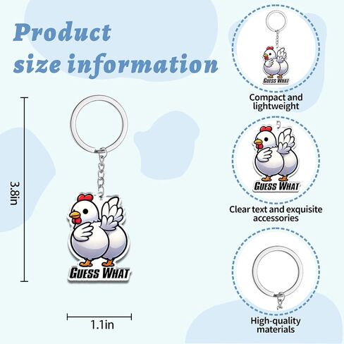 Chicken Keychain for Chickens Lovers Chicken Gifts for Women Men Unique Chickens Stuff Guess What in Saudi Arabia