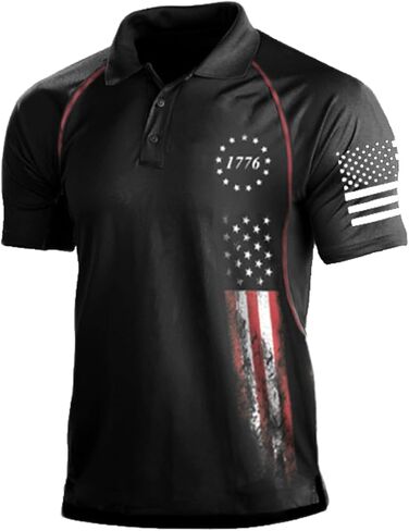 Mens American Flag Golf Polo Shirt Short Sleeve Patriotic Summer Top in Saudi Arabia