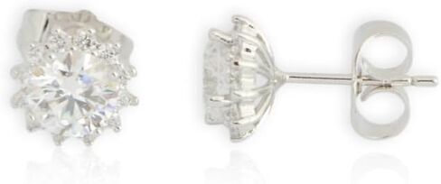 Elegant Plated Cubic Zirconia Stud Earrings, Crystal Clear Floral Design, Women's Fashion Jewelry, Perfect for Gifting in Saudi Arabia