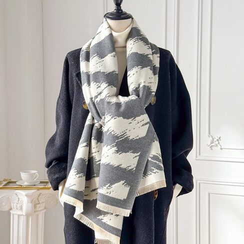 MINIDORA Women‘s Warm Reversible Pashmina Shawls Large Soft Winter Scarfs Jacquard Wraps for Evening Dresses in Saudi Arabia