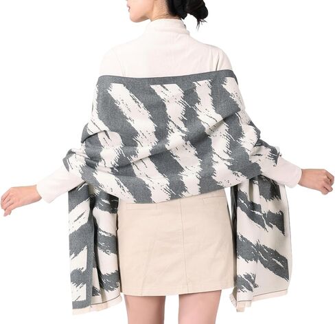 MINIDORA Women‘s Warm Reversible Pashmina Shawls Large Soft Winter Scarfs Jacquard Wraps for Evening Dresses in Saudi Arabia
