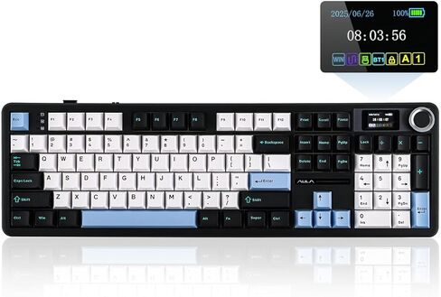 EPOMAKER X Aula F108 PRO Wireless Gaming Keyboard with Screen, 8000mAh Battery, 104 Hot-Swappable and Programmable Keys and Knob, RGB Backlight, for Mac/PC/Android (Black Gradient) in Kuwait