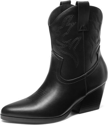 DREAM PAIRS Women's Cowboy Cowgirl Boots Embroidered Stitched Short Western Boots Low Chunky Heel Pointed Toe Ankle Booties in Saudi Arabia