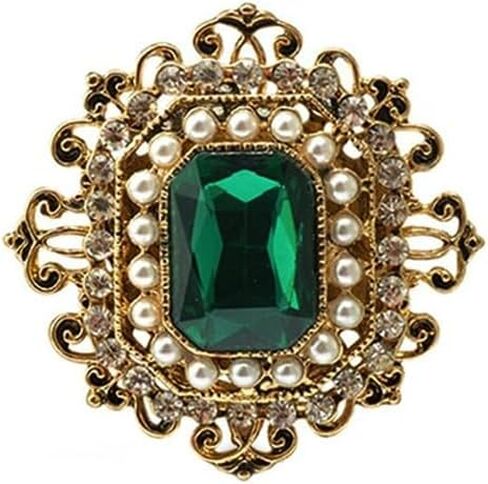Gold Antique Rhinestone Pearl Brooch Pin for Women Men Vintage Victorian Red Brooch Pin Green Christmas Brooches Pins Elegant Lapel Pins Dress Skirt Scarf Hat Pin Accessories in Saudi Arabia