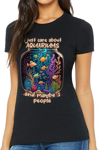 I Just Care About Aquariums Slim Fit T-Shirt - Art Women's T-Shirt - Fishes Slim Fit Tee in Saudi Arabia