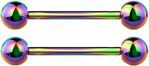 Pierced Owl 14G G23 Implant Grade Solid Titanium PVD Plated Internally Threaded Nipple Barbells, Sold as a Pair (Rainbow, 16mm (5/8")) in Saudi Arabia