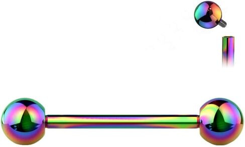 Pierced Owl 14G G23 Implant Grade Solid Titanium PVD Plated Internally Threaded Nipple Barbells, Sold as a Pair (Rainbow, 16mm (5/8")) in Saudi Arabia