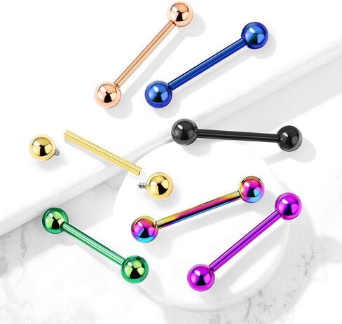 Pierced Owl 14G G23 Implant Grade Solid Titanium PVD Plated Internally Threaded Nipple Barbells, Sold as a Pair (Rainbow, 16mm (5/8")) in Saudi Arabia