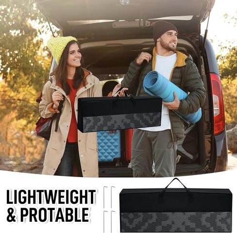 GOTGELIF Outdoor Camping Rug Waterproof 9x18FT, Large Reversible Stain&UV Resistant Plastic Straw RV Rug for Outside Patio Pool Deck Beach Indoor, Area Carpet Mat with Portable Bag&4 Stakes-Black Grey in Saudi Arabia