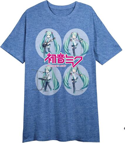 Bioworld Hatsune Miku Characters and Title Logo Women's Blue Heather Sleep Shirt in Saudi Arabia