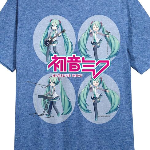 Bioworld Hatsune Miku Characters and Title Logo Women's Blue Heather Sleep Shirt in Saudi Arabia