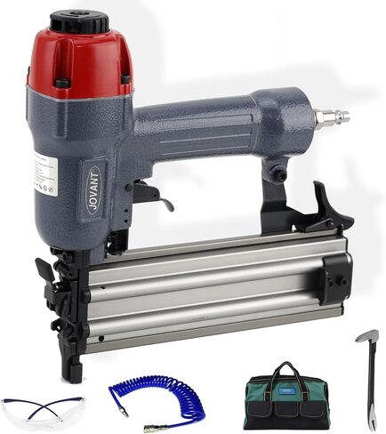 Pnumatic Finish Nailer,16Gauge nail Gun Acepts 3/4 Inch up to 2-1/2 Inch finish Nails.Brad Nailer Gun Can Hit Hardwood Ideal for Upholstery (Include 6m Air tube & Portable Bag) in Saudi Arabia