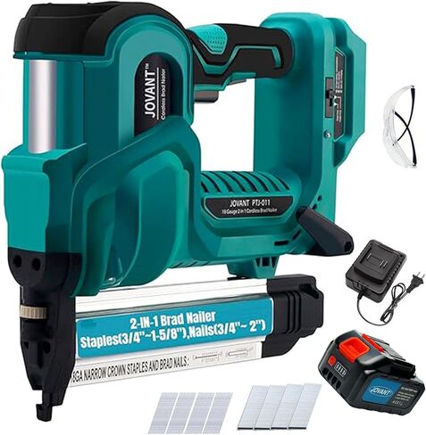 Pnumatic Finish Nailer,16Gauge nail Gun Acepts 3/4 Inch up to 2-1/2 Inch finish Nails.Brad Nailer Gun Can Hit Hardwood Ideal for Upholstery (Include 6m Air tube & Portable Bag) in Saudi Arabia