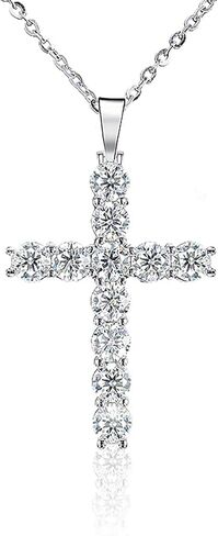 14K Gold Over S925 Sterling Silver VVS1 D-color Diamond Cross Pendant Necklace, Collarbone Chain Luxury Jewelry, Ideal Gift for Your Significant Other in Saudi Arabia