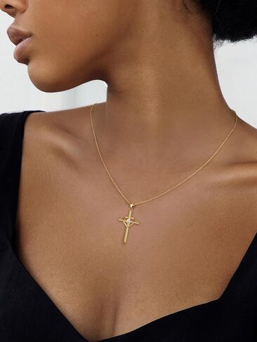NORBU 925 Sterling Silver Cross Necklace for Women, Heart Cross Necklaces with 5A CZ Diamond, Womens' Religious Christian Jewelry Gift for Birthday Baptism Christmas in Saudi Arabia